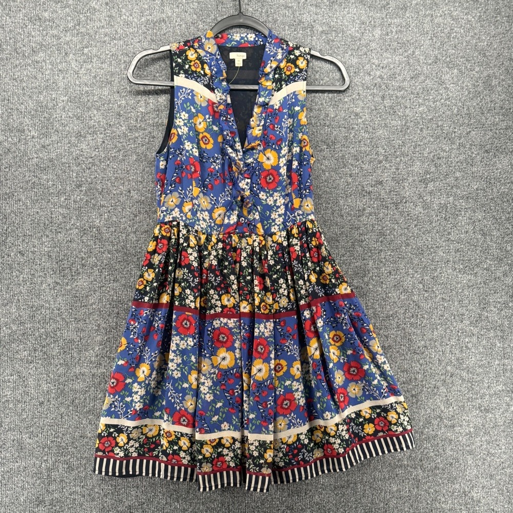 Hinge Dress XS 100% Silk Blue Floral Fairy Cottagecore Feminine Boho Prairie